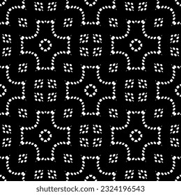Geometric pattern in ethnic style. Seamless ornament  with  abstract shapes. Black and white wallpaper. Abstract background  with Repeating pattern for decor, textile and fabric.