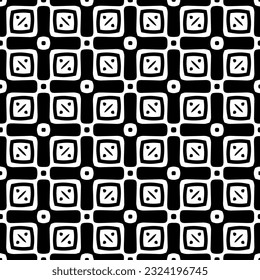 Geometrisches Muster im ethnischen Stil. Nahtloser Hintergrund mit abstrakten Formen. Schwarz-weißes Tapete. Abstrakter Hintergrund mit Wiederholungsmuster für Dekoration, Textilien und Stoff.