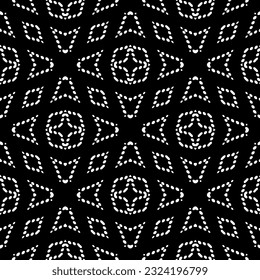 Geometric pattern in ethnic style. Seamless ornament  with  abstract shapes. Black and white wallpaper. Abstract background  with Repeating pattern for decor, textile and fabric.