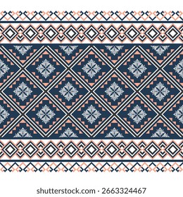 Geometric Pattern of ethnic textile design with a traditional touch, Ideal for use in textile design and background