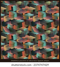 Geometric pattern fabric background, Seamless Pattern: Overlapping Colored Squares and Circles in Modern Random Colors Perfect for Textiles, Packaging, Paper Printing, Backgrounds, and Textures