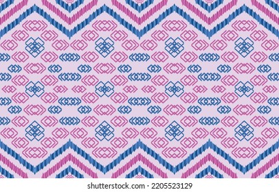 Geometric pattern. Fabric design. Pink and blue. Wrapping paper, backdrop, decor, tile, mat, rug