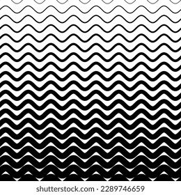 Geometric pattern. Fading seamless border. Black waves line isolation on white background. Faded perforated waves for designs print. Geo curved. Fades waves. Fadew diffuse curves. Vector illustration