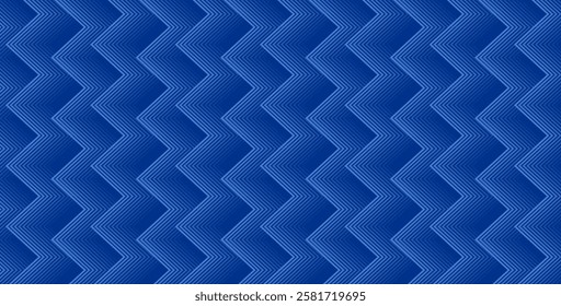 Geometric pattern features interlocking chevron shapes in varying shades of blue. This design is perfect for backgrounds.