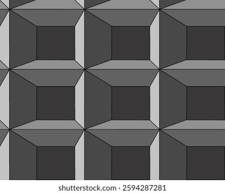 Geometric pattern featuring black cubes on a contrasting background in a cohesive design, vector pattern for backgrounds, posters, etc.