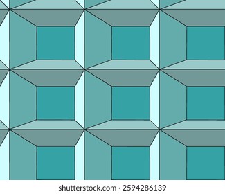 Geometric pattern featuring blue cubes on a contrasting background in a cohesive design, vector pattern for backgrounds, posters, etc.