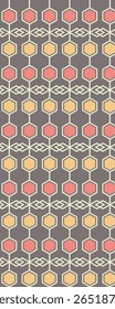 A geometric pattern featuring hexagonal shapes in warm colors on