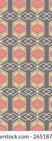 A geometric pattern featuring hexagonal shapes and lines in soft