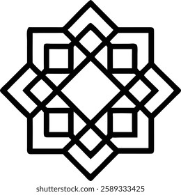 A geometric pattern featuring interlocking shapes forming a symmetric Islamic star.