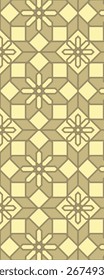 A geometric pattern featuring interlocking shapes in shades of yellow and beige.