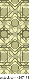 A geometric pattern featuring interlocking shapes in muted colors.