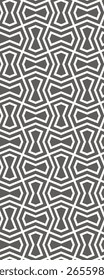 A geometric pattern featuring intertwined shapes in contrasting colors, suitable for backgrounds or textile designs.