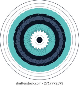 Ein geometrisches Muster mit aufwändigen Details und ausgewogener Komposition. Dieses Design kombiniert sanfte Rosa- und Grautöne zu einem beruhigenden visuellen Effekt.