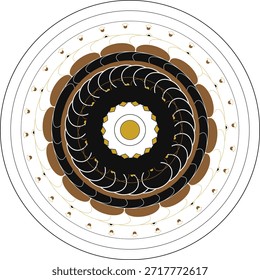 A geometric pattern featuring intricate details and balanced composition. This vector graphic is ideal for decorative purposes.