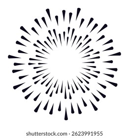 Geometric pattern featuring radial lines expanding from the center, creating a series of concentric circles. Evoking a sense of dynamism, energy, and mesmerizing visual illusion