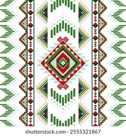 A Geometric pattern featuring red, green, and pink shapes on transparency background, creating vibrant and intricate design