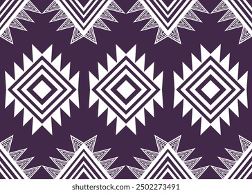 geometric pattern featuring white diamond motifs and radiating lines on a deep purple background, perfect for modern textiles, digital art, and bold fashion statements.