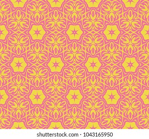 geometric pattern with floral abstract ornament. Seamless vector background. Graphic modern pattern