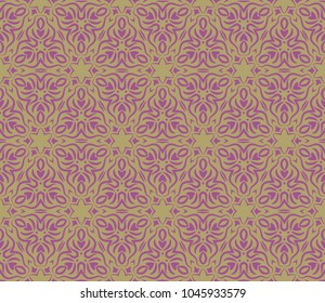 geometric pattern with floral abstract ornament. Seamless vector background. Graphic modern pattern