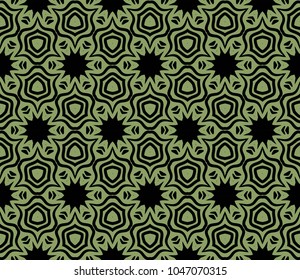 geometric pattern with floral abstract ornament. Seamless vector background. Graphic modern pattern