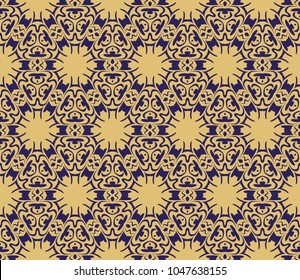 geometric pattern with floral abstract ornament. Seamless vector background. Graphic modern pattern