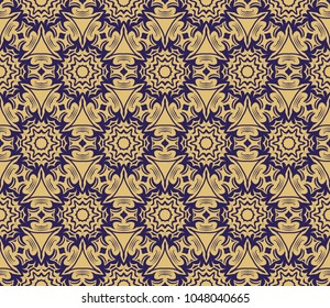 geometric pattern with floral abstract ornament. Seamless vector background. Graphic modern pattern