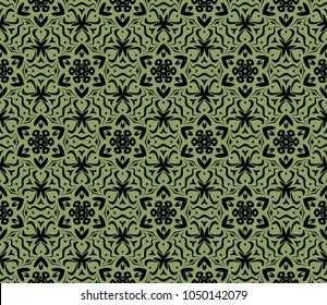 geometric pattern with floral abstract ornament. Seamless vector background. Graphic modern pattern