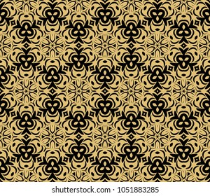 geometric pattern with floral abstract ornament. Seamless vector background. Graphic modern pattern