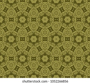 geometric pattern with floral abstract ornament. Seamless vector background. Graphic modern pattern