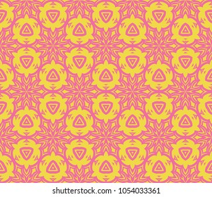 geometric pattern with floral abstract ornament. Seamless vector background. Graphic modern pattern