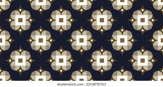 Geometric pattern floral background abstract mosaic flower motif rounded shape ornament. Oriental style damask tile modern lux fabric design textile swatch ladies dress, man shirt allover print block.