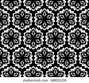 geometric pattern in floral lace style. Ethnic ornament. Vector illustration. For modern interior design, fashion textile print, wallpaper, decor panel