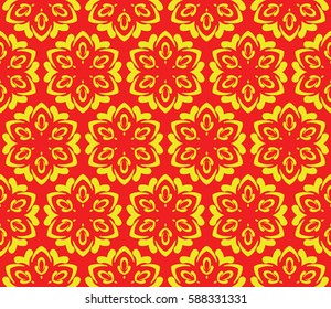 geometric pattern in floral lace style. Ethnic ornament. Vector illustration. For modern interior design, fashion textile print, wallpaper, decor panel