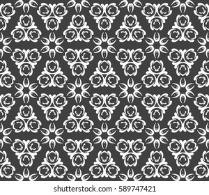 geometric pattern in floral lace style. Ethnic ornament. Vector illustration. For modern interior design, fashion textile print, wallpaper,  