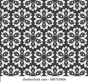 geometric pattern in floral lace style. Ethnic ornament. Vector illustration. For modern interior design, fashion textile print, wallpaper,  
