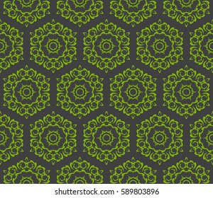 geometric pattern in floral lace style. Ethnic ornament. Vector illustration. For modern interior design, fashion textile print, wallpaper, 