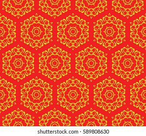 geometric pattern in floral lace style. Ethnic ornament. Vector illustration. For modern interior design, fashion textile print, wallpaper,  