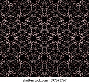 geometric pattern in floral lace style. Ethnic ornament. Vector illustration. For modern interior design, fashion textile print, wallpaper 