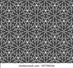 geometric pattern in floral lace style. Ethnic ornament. Vector illustration. For modern interior design, fashion textile print, wallpaper,  