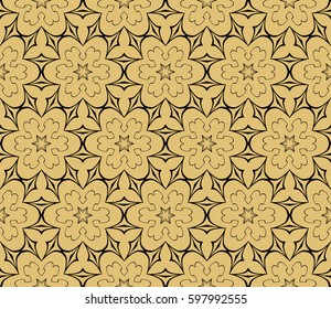 geometric pattern in floral lace style. Ethnic ornament. Vector illustration. For modern interior design, fashion textile print, wallpaper, 
