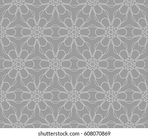 geometric pattern in floral lace style. Ethnic ornament. Vector illustration. For modern interior design, fashion textile print, wallpaper, decor panel. monochrome color
