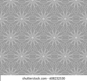 geometric pattern in floral lace style. Ethnic ornament. Vector illustration. For modern interior design, fashion textile print, wallpaper, decor panel. monochrome color
