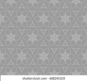 geometric pattern in floral lace style. Ethnic ornament. Vector illustration. For modern interior design, fashion textile print, wallpaper, decor panel. monochrome color