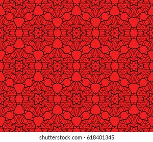 geometric pattern in floral lace style. Ethnic ornament. Vector illustration. For greeting cards, invitations, cover book, fabric, scrapbooks.