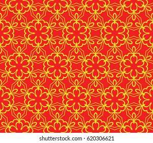 geometric pattern in floral lace style. Ethnic ornament. Vector illustration. For modern interior design, fashion textile print, wallpaper, decor panel