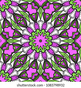 geometric pattern in floral style. Ornament. Vector illustration. For modern interior design, fashion textile print, wallpaper