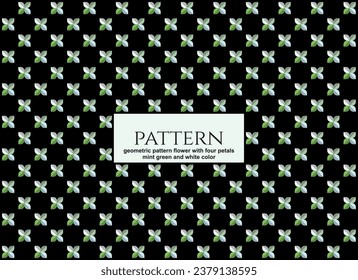 geometric pattern flower with four petals mint green and white color