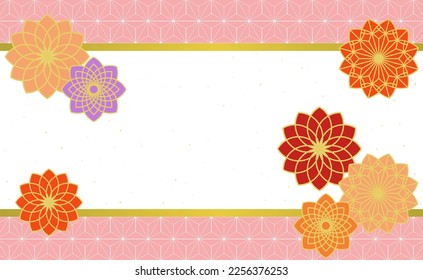 Geometric pattern flower icon and Japanese pattern background material, vector illustration