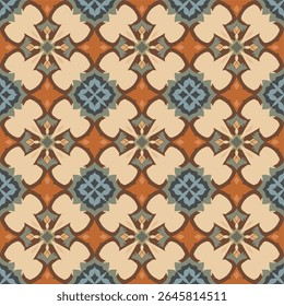 A geometric pattern of flowers, a brown background pattern, and a creamy flower pattern are used for vector-shaped wallpapers.
