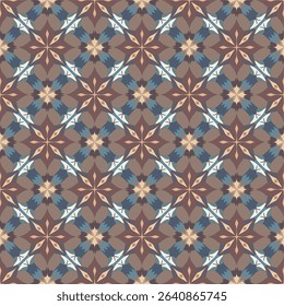 A geometric pattern of flowers, a brown colorless pattern, a dark brown flower pattern, a brown background, a vector pattern used for wallpapers, tile fabrics, etc.